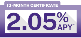 13-Month Certificate | 2.05% APY*