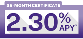 25-Month Certificate | 2.30% APY*