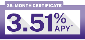 25-Month Certificate | 3.51% APY*