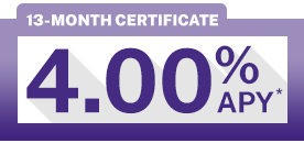 13-Month Certificate | 4.00% APY*